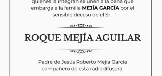 Nuestras más sinceras condolencias para Roberto Mejía